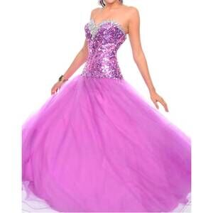 NEW PRECIOUS FORMALS fully-sequined corset ballgown in orchid